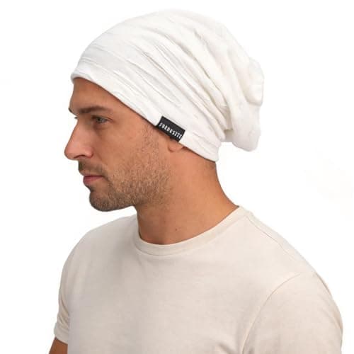 Ruphedy Men Slouchy Beanie Summer Long Oversize Thin Lightweight Skull Cap B011h (B401-White)