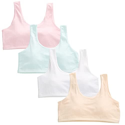 SIAEYINFY Girls Bra, 6PCS Girls Training Bra Cotton Bralette Seamless Cami Crop Bras (US, Age, 8 Years, 4packs)