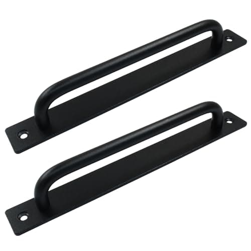 Kemcatui 2 Pack Adhesive Door Handles, Black Aluminium Alloy Barn Door Handle Stick on Sliding Door Push Pull No Drilling for Cabinet, Drawer(8.3 Inch)