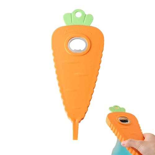 Aeisonsa Carrot Shaped Magnet Jar Opener, Multifunctional Magnetic Bottle Can Opener Kitchen Gadget for Weak Hands, Elderly Refrigerator Decor Tool Accessories(Orange)