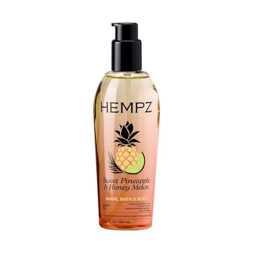 Hempz Sweet Pineapple & Honey Melon Herbal Hydrating Multi-Purpose Body Oil for Body - Moisturizing Bath, Shower, or Shaving Oil for Dry or Sensitive Skin for Women & Men, 6.76 Oz