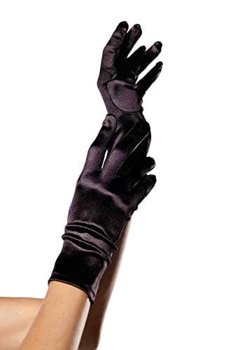 Leg Avenue Satin Wrist Length Gloves, O/S, Black