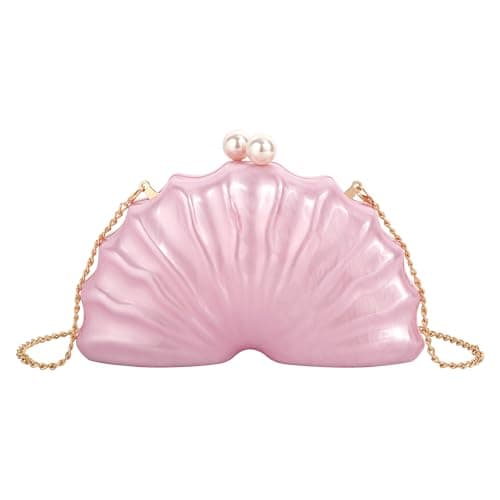 Women Seashell Evening Bag Purse Mermaid Chain Strap Clutch Handbag Shoulder Bag