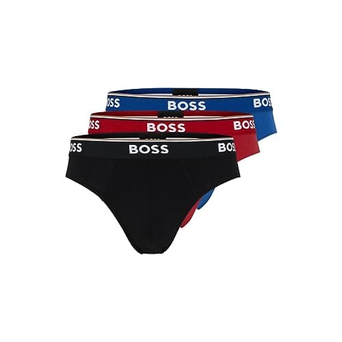 BOSS Hugo Men's Brief 3p Co/el 10146061 01, Red/Blue/Black, Medium