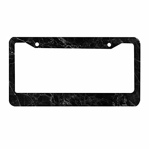 Nicokee Decorative License Plate Frame Marble Texture Black Car Tag Frame Aluminum Auto License Plate Holder for Men Women