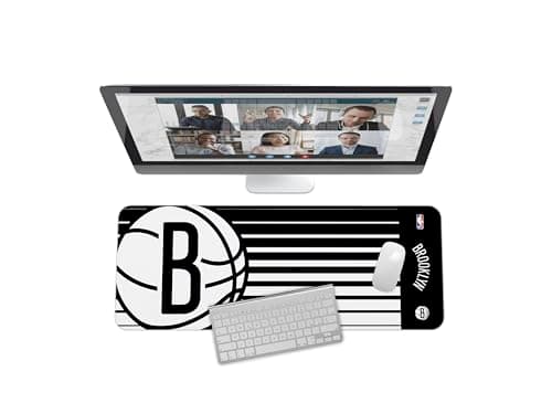 SOAR NBA Multifunctional Desk Mat for Desktop, (31.5"x12") - Ultra Soft Fabric with Non-Slip Rubber Backer - Water Resistant & Durable Nylon Stitching,Brooklyn Nets