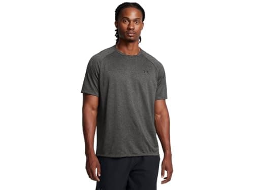 Under Armour® UA Tech™ 2.0 Short Sleeve Tee for Men – UA Tech™ Fabric – Crew Neck – Raglan Sleeves Carbon Heather/Black 4XL One Size