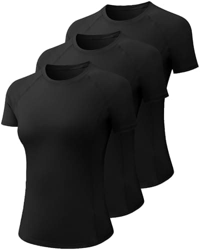 SPVISE 3 Pack Women's Compression Shirt Short Sleeve Dry Fit Running Athletic T-Shirt Workout Yoga Tops Performance Baselayer