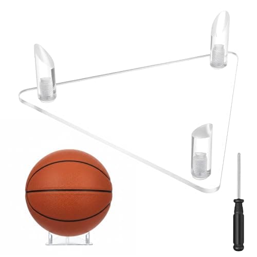 Zelphvt 2 Pcs Football Stand with 1 Pcs Screwdriver Acrylic Sleek Footballs Display Stand Soccer Ball Stands for Different Size Basketball, Soccer Ball, Football Clear