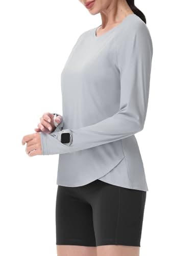 SPEXIAL Women's Long Sleeve Sun Shirt UV Protection SPF Shirts UPF 50+ Clothing Lightweight Hiking Fishing Quick Dry Light Grey M