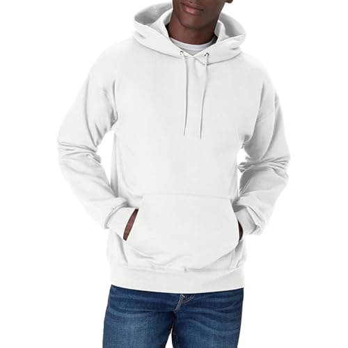 Hanes Men's Ultimate Cotton Heavyweight Pullover Hoodie Sweatshirt, White, Medium