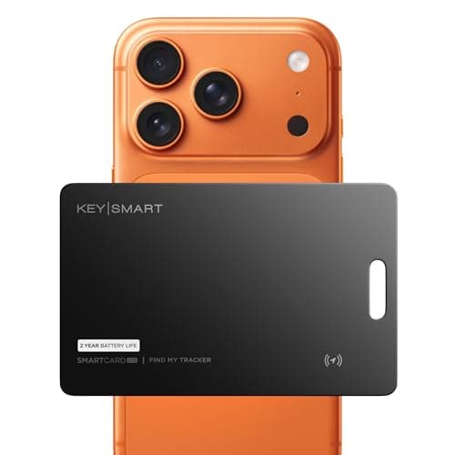 KeySmart SmartCard Lite Wallet Tracker Card-Works with Apple Find My, Ultra-Thin Bluetooth Tracker for Wallet, Passport & Luggage Tag, Waterproof Smart Tracking Card with 2-Year Battery- Black, 1 Pack