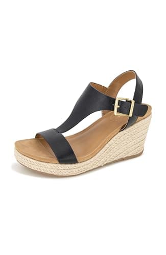 Kenneth cole REACTION Women's Card Wedge Sandal, Black, 7 M US