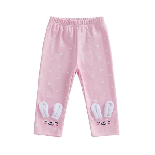 Toddler Baby Girl Boy Easter Bunny Ear Dot Print Pants Long Pants Leggings Easter Bunny Outfit Spring Clothes (Pink, 3-4 Years)