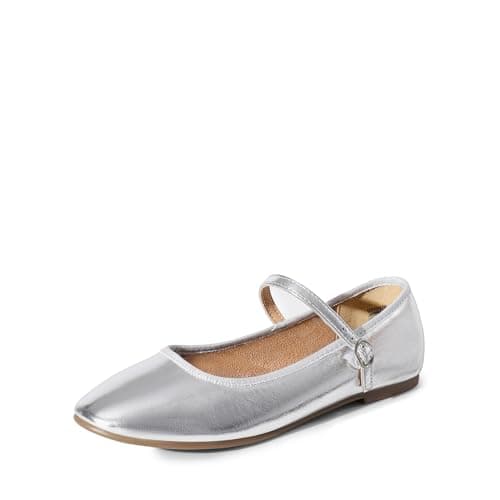 DREAM PAIRS Women's Ballet Flats Mary Jane Shoes, Round Toe Comfortable Dressy Casual Slip-on Work Daily Soft Flat Shoes,Size 6,Silver-Pu,SDFA2441W