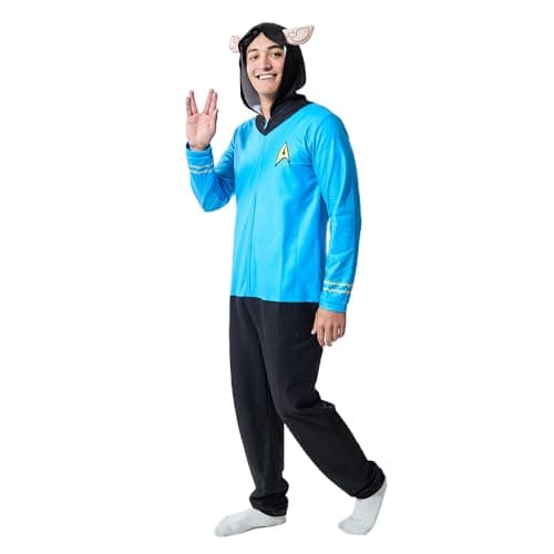 Bioworld Star Trek Spock Uniform Men's Onesie Cosplay Union Suit With Hood-Small