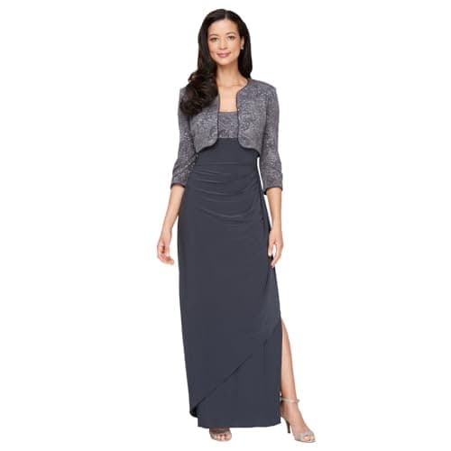 Alex Evenings Womens Empire Waist Bolero Jacket Dress (Petite and Regular Sizes),Smoke, 10