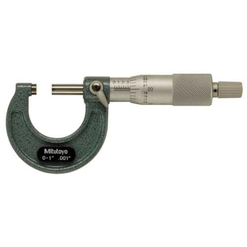 Mitutoyo 103-177 Outside Micrometer, Baked-Enamel Finish, Ratchet Stop, 0-1" Range, 0.001" Graduation, +/-0.0001" Accuracy