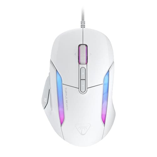 Turtle Beach Kone II Wired RGB Gaming Mouse, 26000 DPI Optical Sensor, 100M Click Life Optical Switches, 23 Customizable Inputs, Ergonomic Design, 4D Scroll Wheel, Pure PTFE Glides – Arctic White