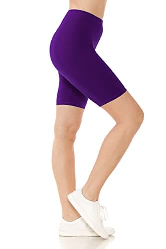 Leggings Depot Women's Buttery Soft Fashion Biker Shorts Athletic Shorts for Yoga, Purple, X-Large