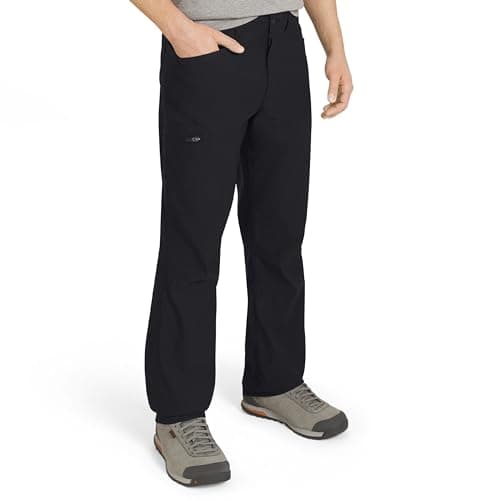 Eddie Bauer Men's Athletic Fit Fixed Waist Active Performance Rainier Pants, Black, 32W x 32L