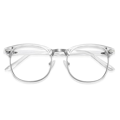 WINTOO Blue Light Glasses Men and Woman, 99% Blue Light Blocking Glasses for Computer Gaming TV Phone Screen Half Frame UV Clear Lens Anti Eyestrain