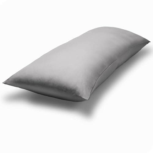 Bare Home Microfiber Body Pillow Cover - Ultra Soft - Cooling Pillowcase - Double Brushed - Pillowcase with Zipper Closure - Easy Care (21''x54'' Body Pillow Cover, Light Grey)