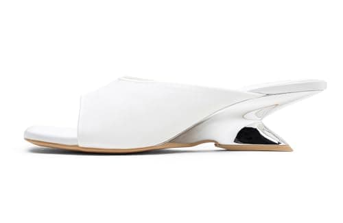 Vepose Women's White Heeled Sandals, Comfortable Cute 2 Inch Sculptural Low Chunky Block Heels, Satin Sexy Square Open Toe Slip on for Wedding Prom Party, 6112, Size 8.5 US (CJY6112 white 08.5)