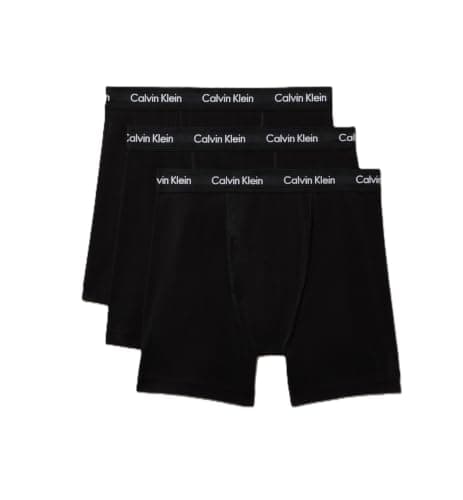 Calvin Klein Men's Cotton Stretch 3-pack Boxer Brief, 3 Black, Medium