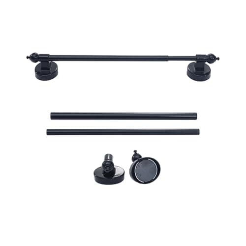 WL.Rocaille Magnetic Curtain Rods for Metal Doors and Window, Multi-Use Adjustable Appliances for Iron and Steel Place, Magnetic Towel Bar 9 to 16 Inch, 4 pack, Black