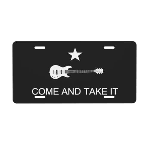 Come and Take It Guitar Aluminum License Plate Music Decor 6x12