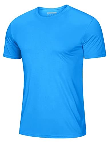 Mens Short Sleeve T Shirts Dry Fit Summer Shirts UPF 50 UV Protection Hiking Shirts Athletic Tshirts Active T-Shirt Azure