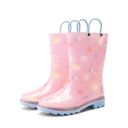 DREAM PAIRS Kids Rain Boots Cute Lightweight Waterproof with Pull-on Handles for Girls & Boys Toddler Outdoor Play,Size 7 Toddler,Pink,KKUMRB2507