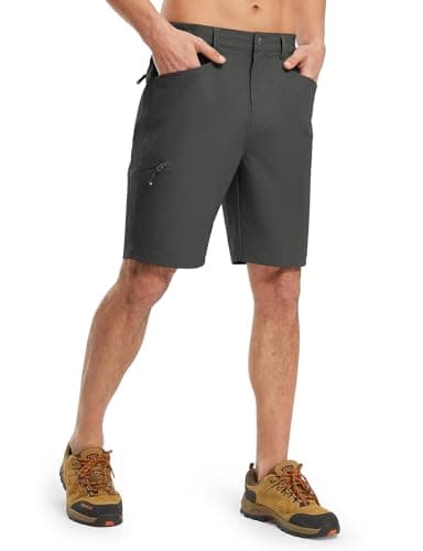 Rdruko Men's Golf Shorts, 9" Elastic Waist 4 Pockets Lightweight Quick Dry Stretch Casual Flat Front Dress Work Hiking Cargo, Dark Grey, 40