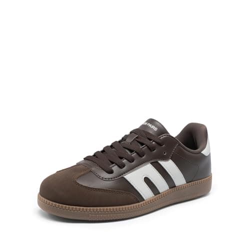 DREAM PAIRS Women's Tennis Sneakers Walking Flat Low-Top Casual Lace-Up Comfortable Nia Fashion Sneakers Shoes, Size 7,Brown,SDFN2442W