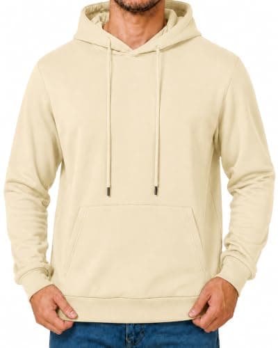 Menoio Men's Fleece Hoodie Pullover Long Sleeve Hooded Sweatshirt Drawstring Casual Workout Top With Pockets(XXXL,Khaki)