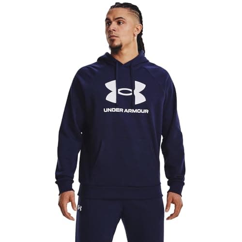 Under Armour Men's Rival Fleece Logo Hoodie, (410) Midnight Navy / / White, X-Large Tall