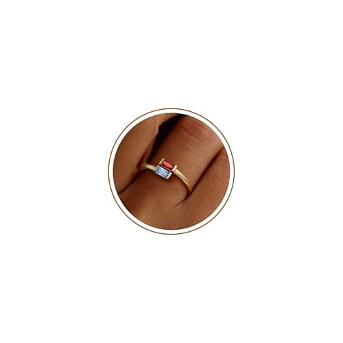 JSJOY Dainty Gold Rings for Women Promise Engagement Rings for Daugther June Birthstone Ring 21st Blue Birthday Gifts for Mom Her Trending Gifts for Women 2025