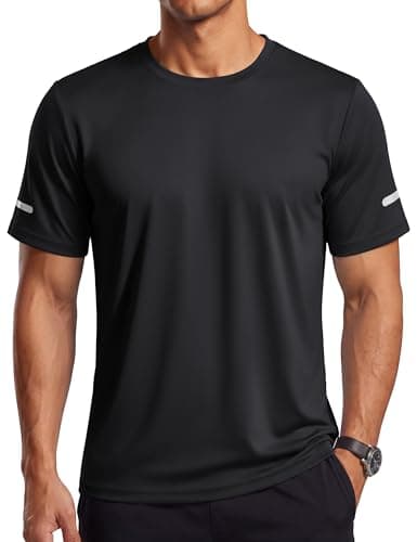 TACVASEN Mens Workout Shirts Short Sleeve Athletic T-Shirts Dry Fit Swim Shirt Running Tshirts Gym Tops for Men Black S