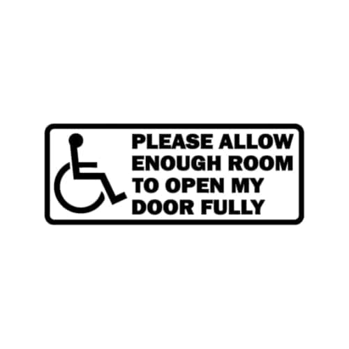 2PCS Please Allow Enough Room - 6.3"x2.36", Durable Vinyl Car Sticker with Wheelchair Icon for Windows & Bumpers of Cars - Care for the Disabled Slogan |#AZ159 (Black)