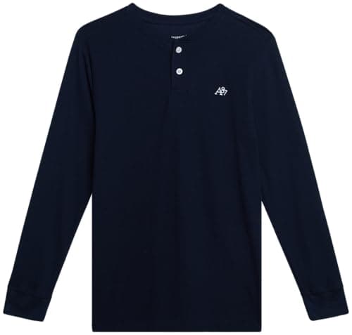 AEROPOSTALE Boys Long Sleeve Thermal Henley Shirt - Soft Fleece Waffle Knit Thermal Shirt - Cozy Boy Shirts for Layering 8-16, Size 10-12, Dress Blue