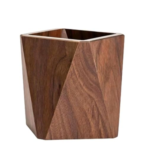 Wooden Pencil Holder, Wood Pen Cup, Desk (Walnut color, Diamond shape)