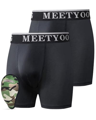 MEETYOO Youth Boys Athletic Compression Sliding Shorts with Soft Cup Pocket for Baseball Football Lacrosse Hockey