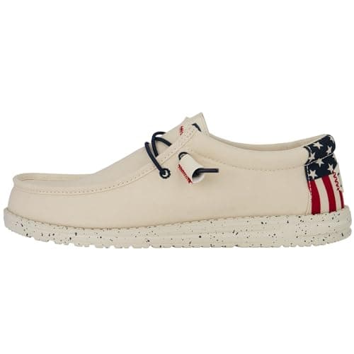 Hey Dude Men's Wally Americana Off White Size 8 | Men's Shoes | Men Slip-on Loafers | Comfortable & Light-Weight