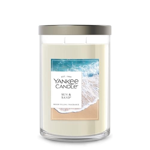 Yankee Candle Large Tumbler Scented Candle with up to 80 Hour Burn Time, Premium Plant Wax Blend for Consistent Burn, 20 oz Tumbler Candle with Room Filling Fragrance, Sun & Sand