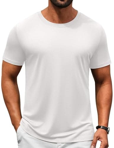 COOFANDY White T Shirts for Men Crewneck Short Sleeve Tees Casual T-Shirts