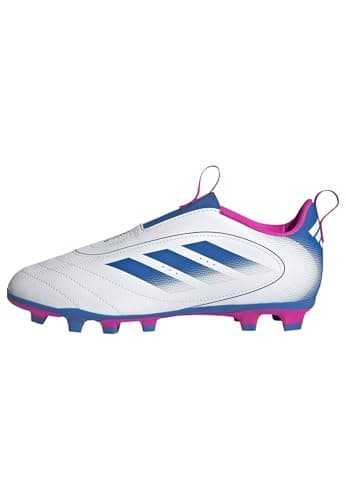 adidas Unisex-Kids Goletto IX Laceless Firm Ground/Multi Ground Soccer, White/Bright Royal/Team Shock Pink, 8
