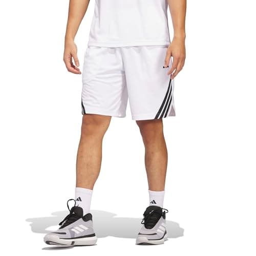 Adidas Men's 3-Stripes Basketball Shorts, White/Black, Small/5" Inseam