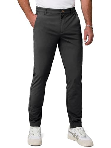 JMIERR Men's Classic-Fit Casual Cotton Twill Pant Water-Repellent Stain-Resistant Stretch Essentials Chino Pants for Dress, Business, Work, Golf, Travel, 42W × 30L, Grey