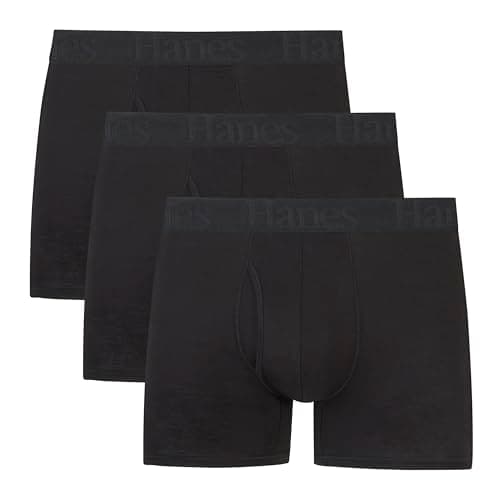 Hanes Ultimate Men's Originals Trunks, SuperSoft Underwear, Viscose from Bamboo, Black 3-Pack